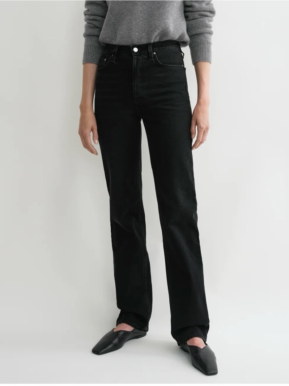 Toteme Black Straight-Leg High-Rise Jeans